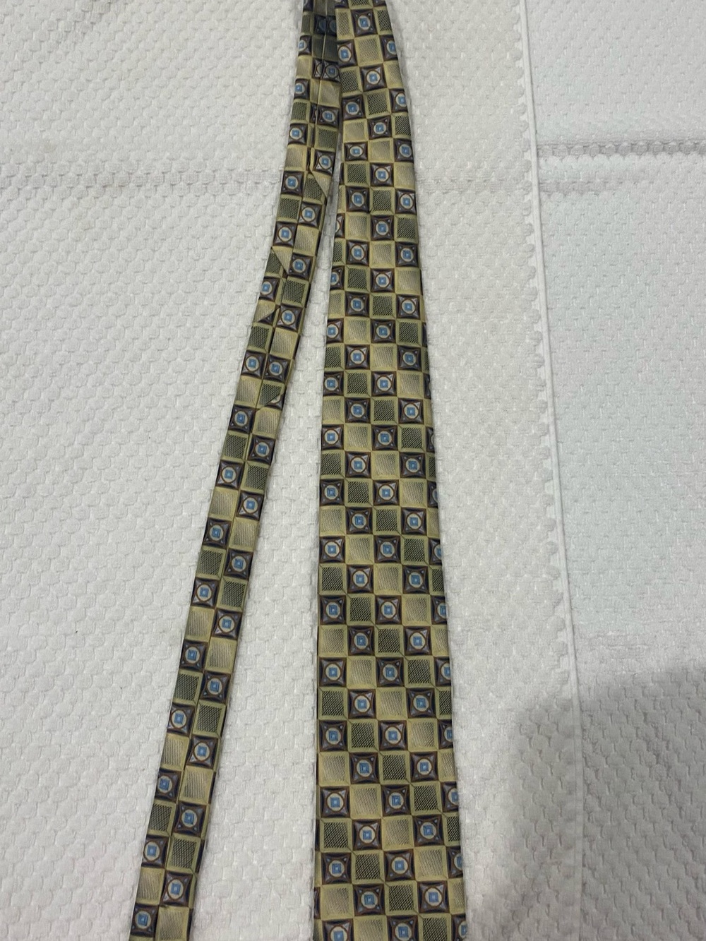 Olive Green Geometric Pattern POLYESTER  Tie